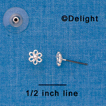 F1330 tlf - Mini Silver Daisy Outline - Post Earrings