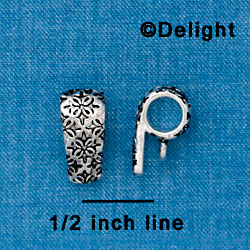 F1334 tlf - Antiqued Pattern - Silver Bail with Loop