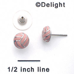 F1349 tlf - Pink Volleyball - Post Earrings (1 pair per package)
