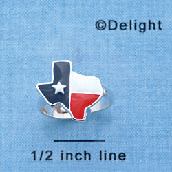 F1380 tlf - Red, White & Blue Texas - Adjustable - Im. Rhodium Ring