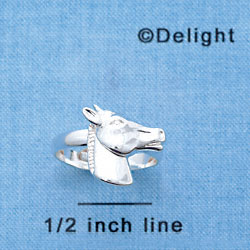 F1381 tlf - Silver Horse Head - Adjustable - Im. Rhodium Ring