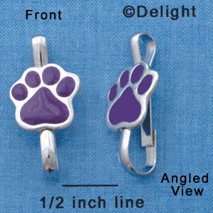 F1385 tlf - Purple Paw - Im. Rhodium Plated Lanyard Clip