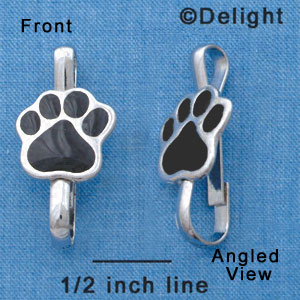 F1386 tlf - Black Paw - Im. Rhodium Plated Lanyard Clip