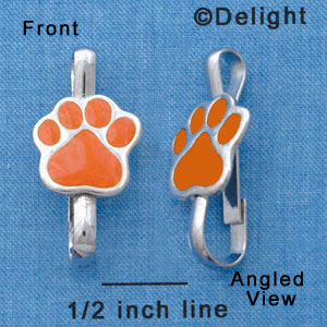 F1387 tlf - Orange Paw - Im. Rhodium Plated Lanyard Clip