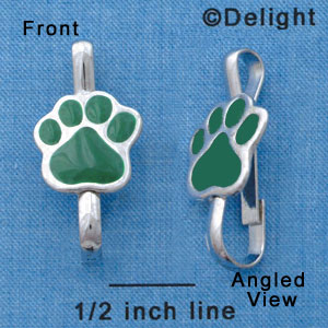 F1389 tlf - Green Paw - Im. Rhodium Plated Lanyard Clip