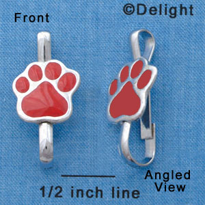 F1390 tlf - Red Paw - Im. Rhodium Plated Lanyard Clip