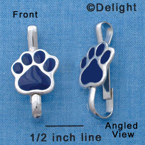 F1392 tlf - Navy Blue Paw - Im. Rhodium Plated Lanyard Clip