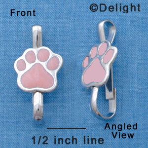 F1393 tlf - Pink Paw - Im. Rhodium Plated Lanyard Clip