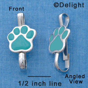 F1394 tlf - Teal Paw - Im. Rhodium Plated Lanyard Clip