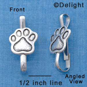 F1395 tlf - Silver Paw - Im. Rhodium Plated Lanyard Clip