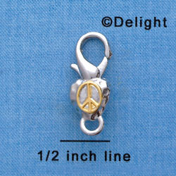 F1405 tlf - Two Tone Peace in Heart - Im. Rhodium and Gold Plated Large Lobster Claw Clasp