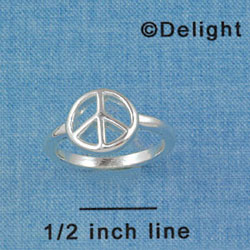 F1446 tlf - Open Peace Sign - Size 7 - Silver Plated Ring