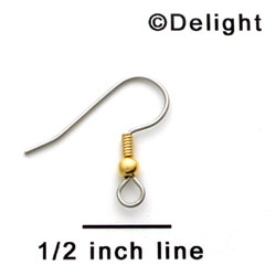 G1032 tlf - Surgical Steel French Hook Earwire with Yellow Ball and Wrapped Wire (12 per package)