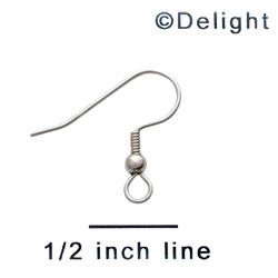 G1033 tlf - Surgical Steel French Hook Earwire with Ball with Wrapped Wire (12 per package)