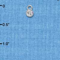 F1022 - 5mm Clear Swarovski Crystal Charm - Silver plated Charm (6 per package)