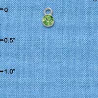 F1027 - 5mm Lime Green (Peridot) Swarovski Crystal Charm - Silver plated Charm (6 per package)