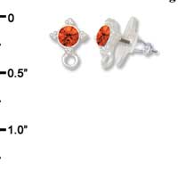 F1040 - 5mm Orange (Hyacinth) Swarovski Crystal Post Earrings - Silver plated Finding (1 pair per package)