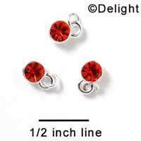 F1042 - 5mm Orange (Hyacinth) Swarovski Crystal Charm - Silver plated Charm