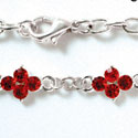 F1052 - Link Bracelet with 2 Red (Light Siam) Swarovski Crystal Connectors (8 inches long with lobster claw clasp)