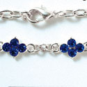 F1053 - Link Bracelet with 2 Blue (Sapphire) Swarovski Crystal Connectors (8 inches long with lobster claw clasp)