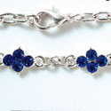 F1053 - Link Bracelet with 2 Blue (Sapphire) Swarovski Crystal Connectors (8 inches long with lobster claw clasp)