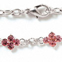 F1054 - Link Bracelet with 2 Pink (Light Rose) Swarovski Crystal Connectors (8 inches long with lobster claw clasp)