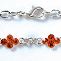 F1057 - Link Bracelet with 2 Orange (Hyacinth) Swarovski Crystal Connectors (8 inches long with lobster claw clasp)