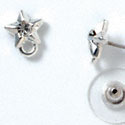 F1058 - Silver Star Post Earrings with Clear Swarovski Crystal (Back included) (1 pair per package)