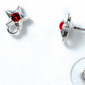 F1059 - Silver Star Post Earrings with Red (Light Siam) Swarovski Crystal (Back included) (1 pair per package)