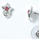 F1061 - Silver Star Post Earrings with Pink (Light Rose) Swarovski Crystal (Back included) (1 pair per package)