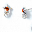 F1062 - Silver Star Post Earrings with Orange (Hyacinth) Swarovski Crystal (Back included) (1 pair per package)