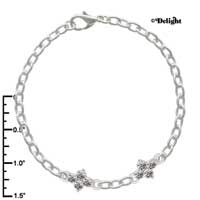 F1063 - Link Bracelet with 2 Clear Swarovski Crystal Connectors (8 inches long with lobster claw clasp)