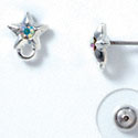 F1064 - Silver Star Post Earrings with Clear AB Swarovski Crystal (Back included) (1 pair per package)