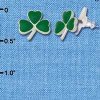 F1066 - Mini Green Shamrock Post Earrings (Back included) (1 pair per package)