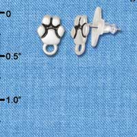F1068 - Mini Silver Paw with Loop Post Earrings (Back included) (1 pair per package)