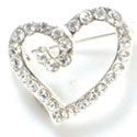 F1071 - Clear Swarovski Crystal Curled Heart Pins