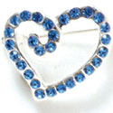 F1074 - Sapphire Blue Swarovski Crystal Curled Heart Pins