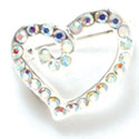 F1076 - Clear AB Swarovski Crystal Curled Heart Pins