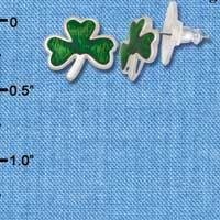 F1088 - Translucent Green Shamrock Post Earrings (Back included) (1 pair per package)