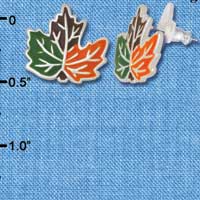 F1139 - Enamel Fall Leaf - Post Earrings (1 Pair per package)
