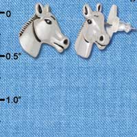 F1144 - Silver Horse Head - Post Earrings (1 Pair per package)