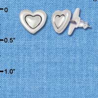 F1146 - Silver Heart in Heart - Post Earrings (1 Pair per package)