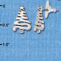 F1152 - Silver Zig Zag Christmas Tree - Post Earrings (1 Pair per package)