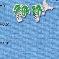 F1155 - Mini Enamel Palm Tree - Post Earrings (1 Pair per package)