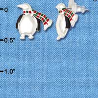 F1164 - Silver Penguin with Scarf - Post Earrings (1 Pair per package)