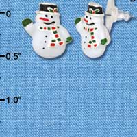 F1167 - Enamel White Snowman - Post Earrings (1 Pair per package)