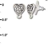 F1171 - Silver Celtic Knot Heart - Post Earrings (1 Pair per package)