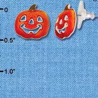 F1173 - Translucent Orange Jack O'Lantern Pumpkin - Post Earrings (1 pair per package)