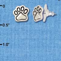 F1174 - Small Silver Paw - Post Earrings (1 Pair per package)