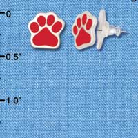 F1175 - Small Red Paw - Post Earrings (1 Pair per package)